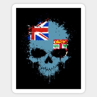 Chaotic Fiji Flag Splatter Skull Sticker